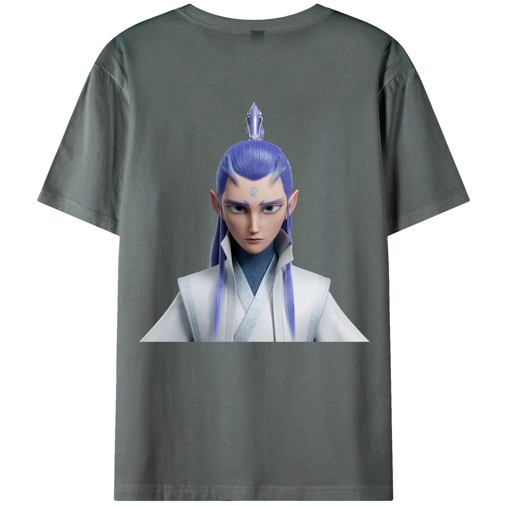 （画像用） Ne Zha 2 ナタ 魔童の大暴れ 綿100％ メンズ半袖Tシャツ（バックプリント） 通気性